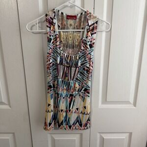 Panhandle Slim Vintage Multicolor Rhinestone Lace Tank Top Women's Size Small